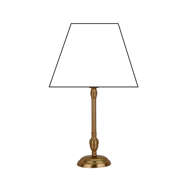 Metall-Lampenfuß mit matter Messingoberfläche, runde Basis und E27-Fassung – 35 cm hoch.