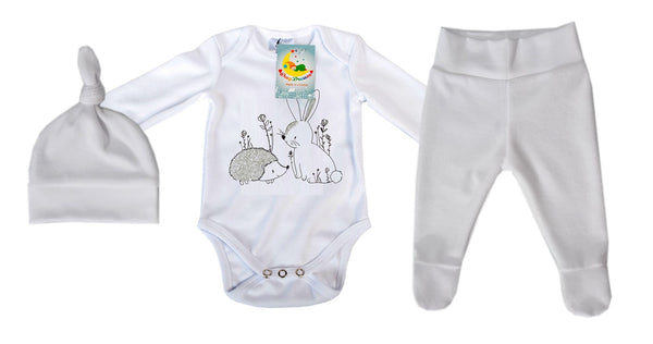 3-piece baby set - Plush - White