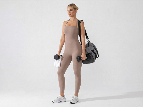 Seamless Sports Jumpsuit with Integrated Bra and Shaping Effect, NUDE XL/XXL