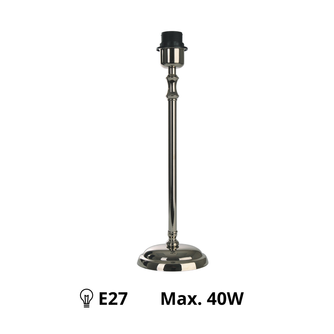 Various Lamp Base - Nickel Made of High-Quality Metal E27 (42 cm High)