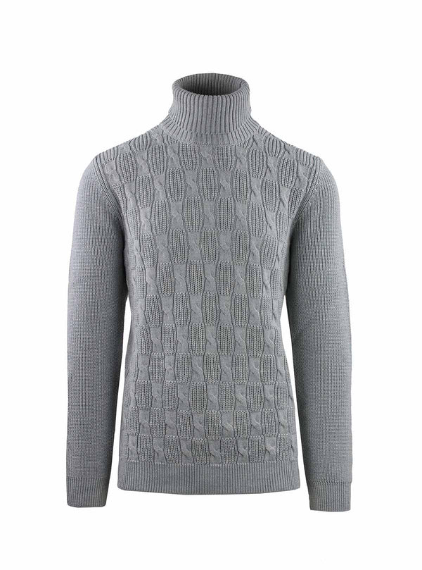 Turtleneck with Braided and Corn Cob Pattern