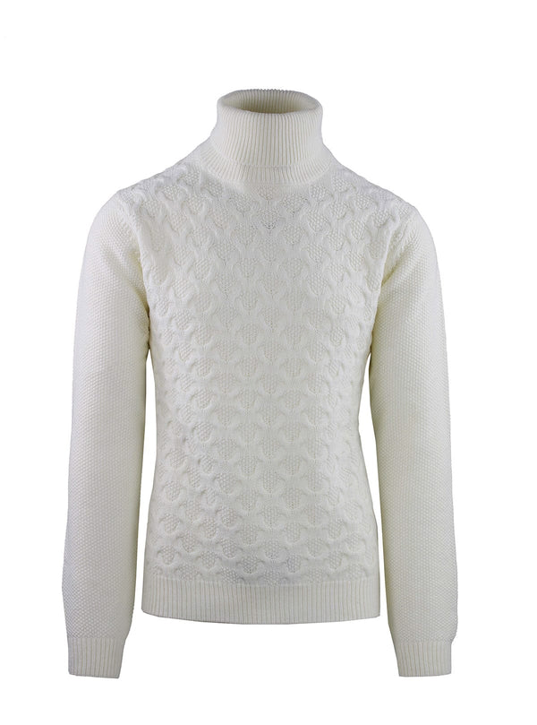 Turtleneck with Double Braiding and Rice Grain Pattern
