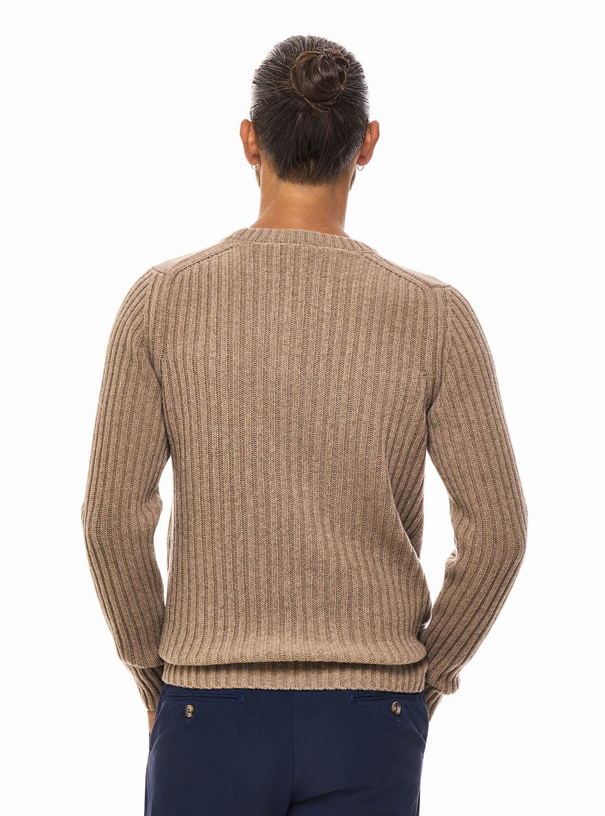 CREW NECK WITH BRAIDS AND RIBBED SLEEVES