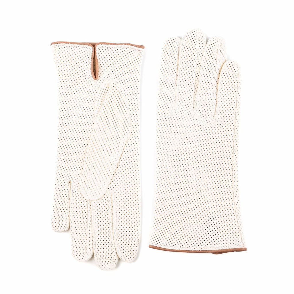Short Perforated Gloves with a Small Split for Ladies