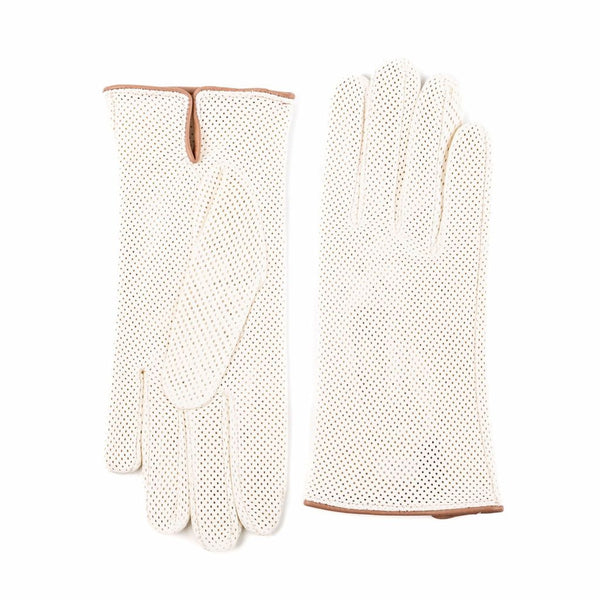 Short Perforated Gloves with a Small Split for Ladies