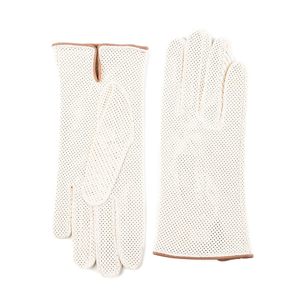 Short Perforated Gloves with a Small Split for Ladies