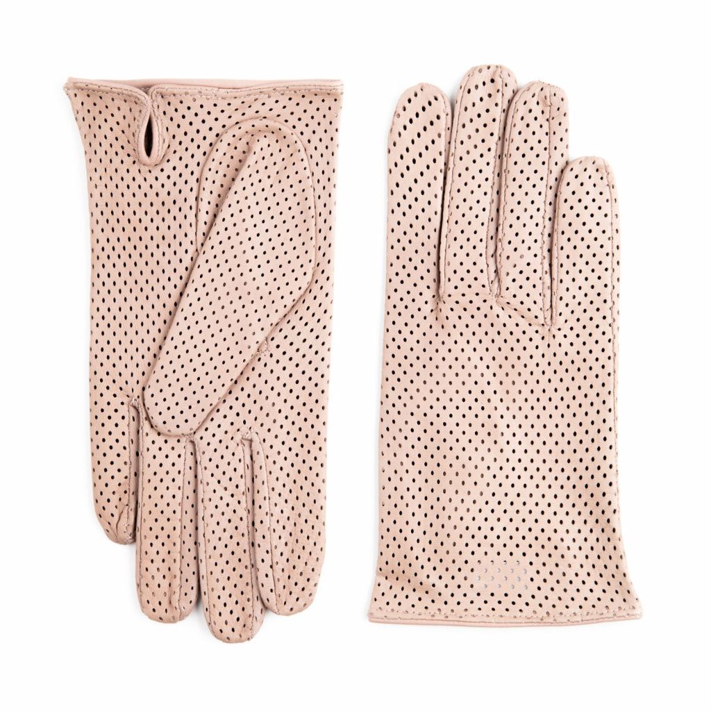 Short Perforated Gloves with a Small Split for Ladies