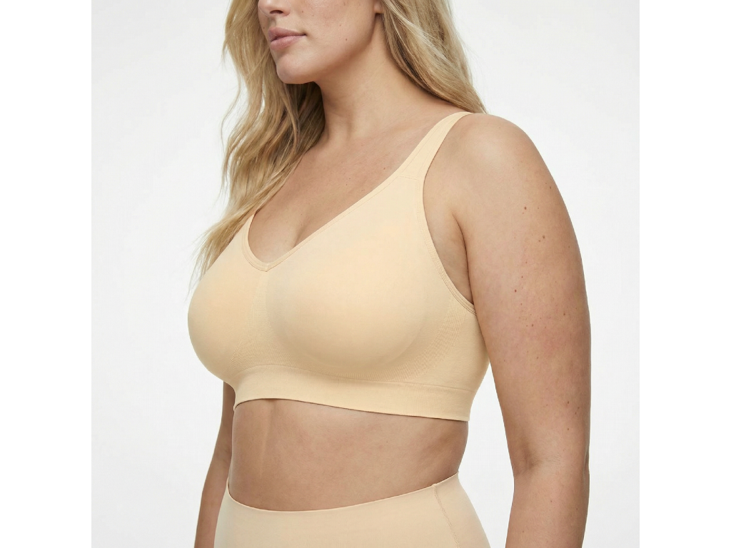 Seamless Shaping Bra Without Underwire with Wide Straps, NUDE Size: M