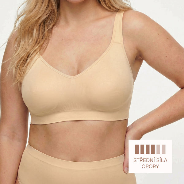 Bezešvá formující podprsenka bez kostic se širokými ramínky, NUDE Velikost: XXL