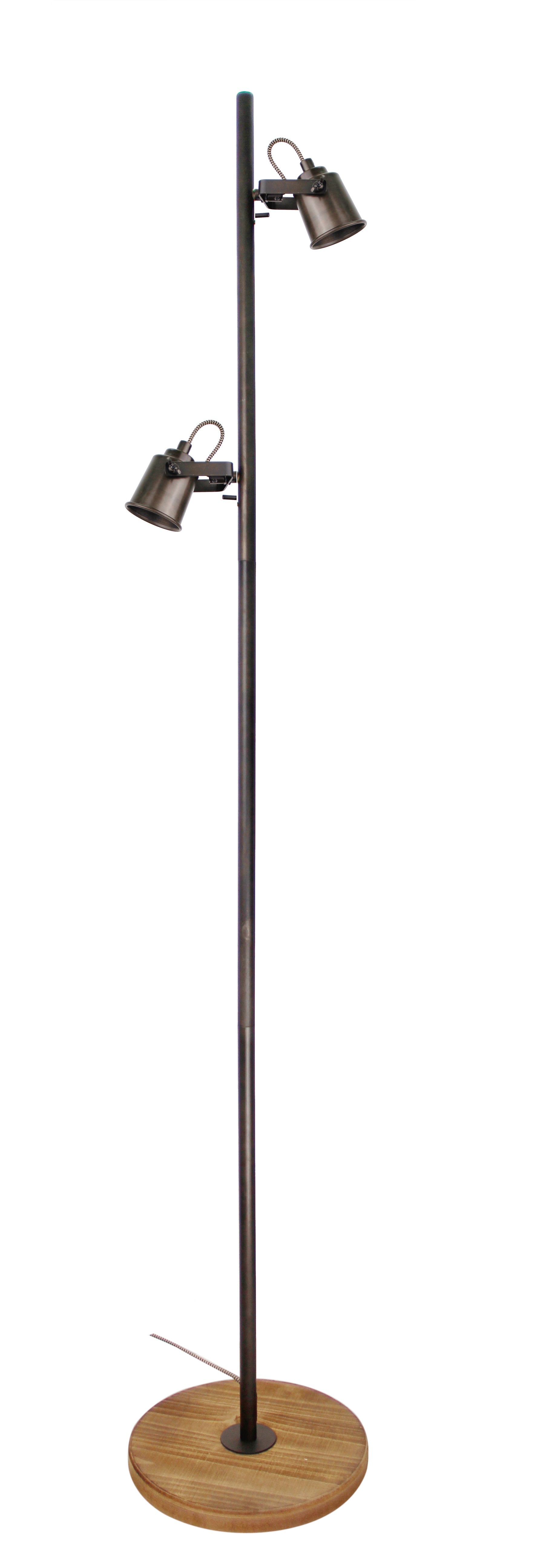 Second Chance Item - Chericoni Tazza Floor Lamp - 2 Lamps - Black Steel with Vintage Wood