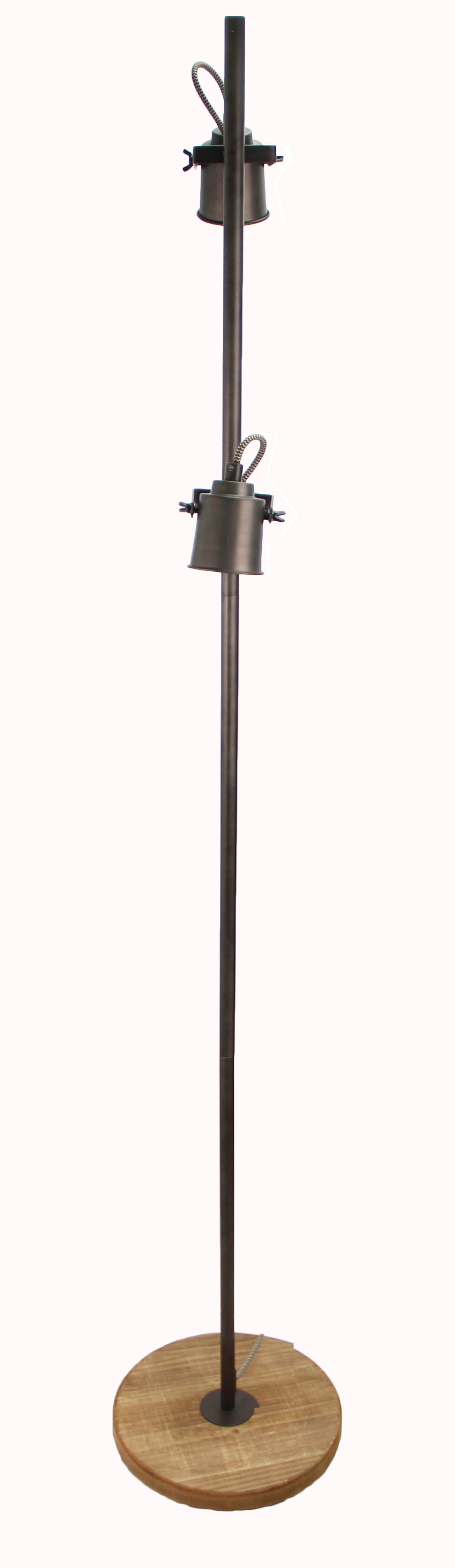 Chericoni Tazza Floor Lamp - 2 Lamps - Black Steel with Vintage Wood