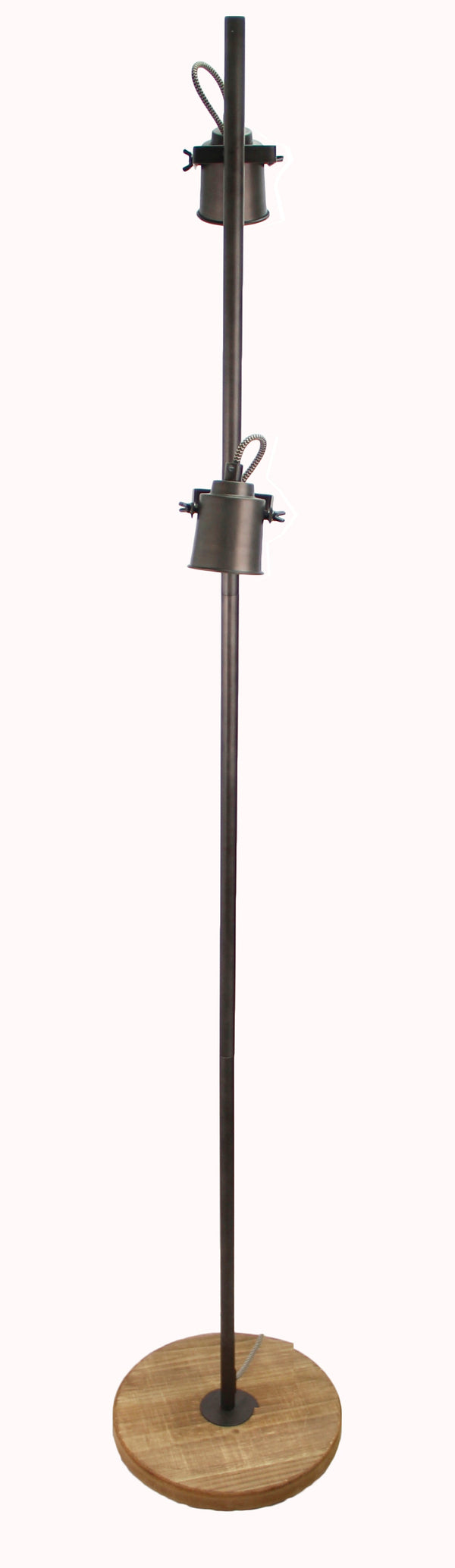 Chericoni Tazza Floor Lamp - 2 Lamps - Black Steel with Vintage Wood
