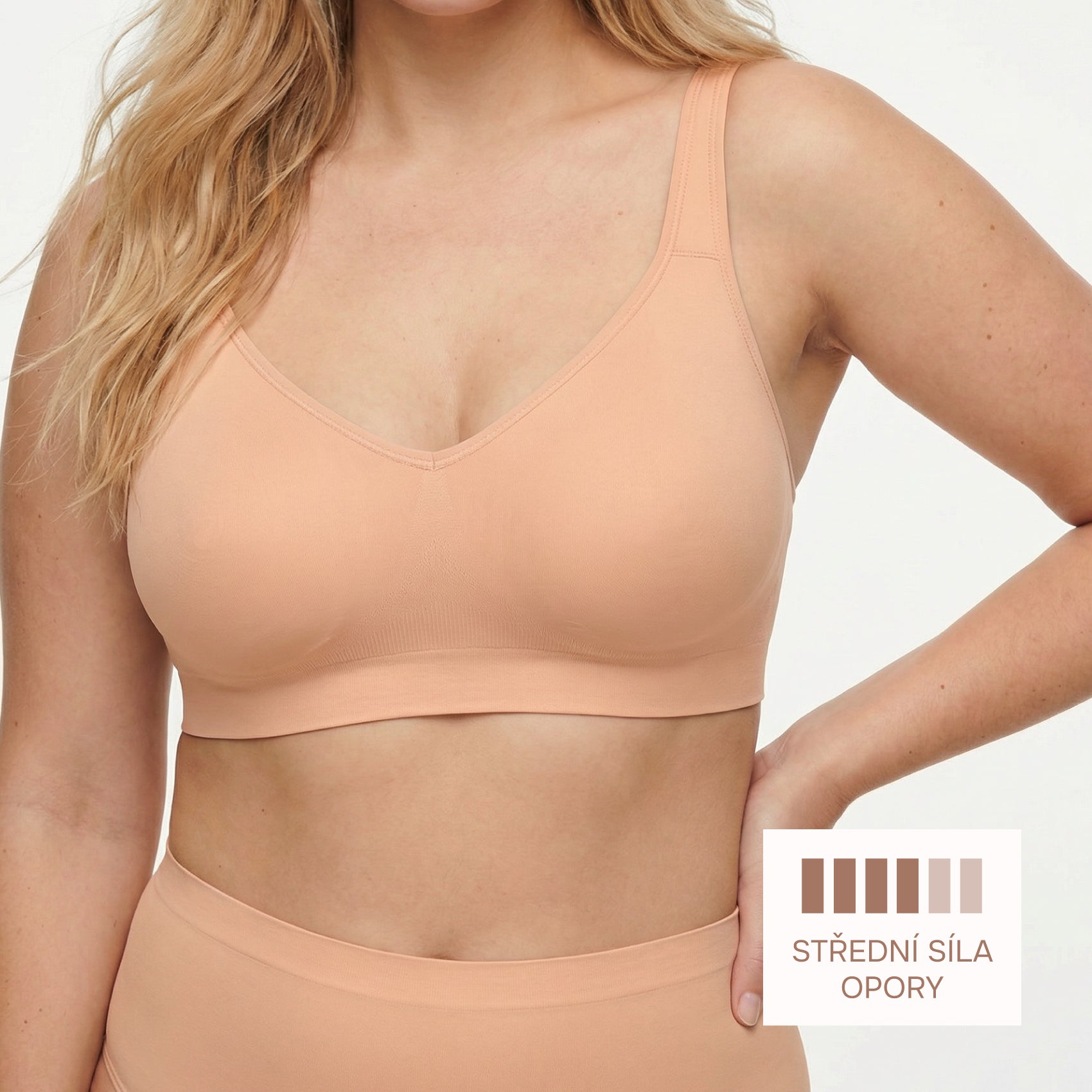 Seamless Shaping Bra Without Underwire with Wide Straps, DARK NUDE Size: M