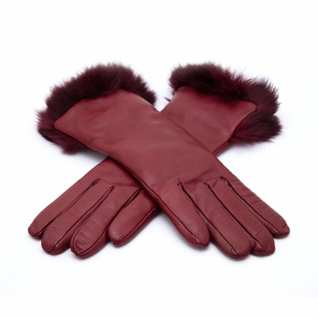 Elegant Leather Gloves for Ladies with Rabbit Fur