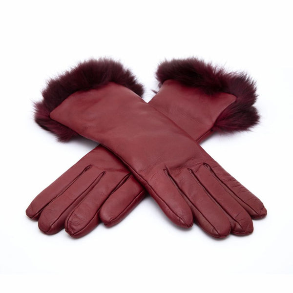 Elegant Leather Gloves for Ladies with Rabbit Fur