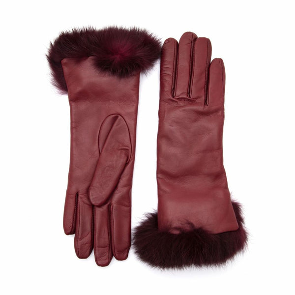 Elegant Leather Gloves for Ladies with Rabbit Fur