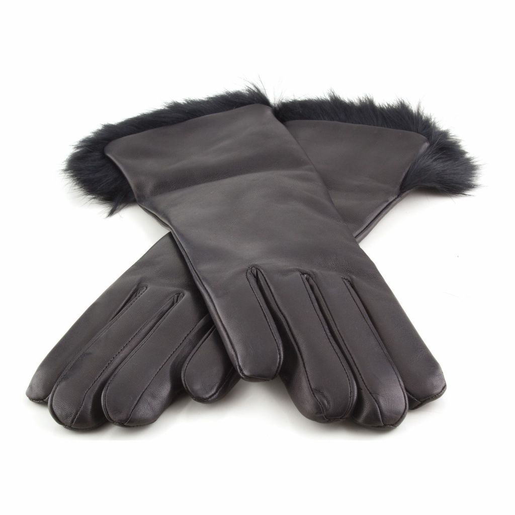 Elegant Leather Gloves for Ladies with Rabbit Fur