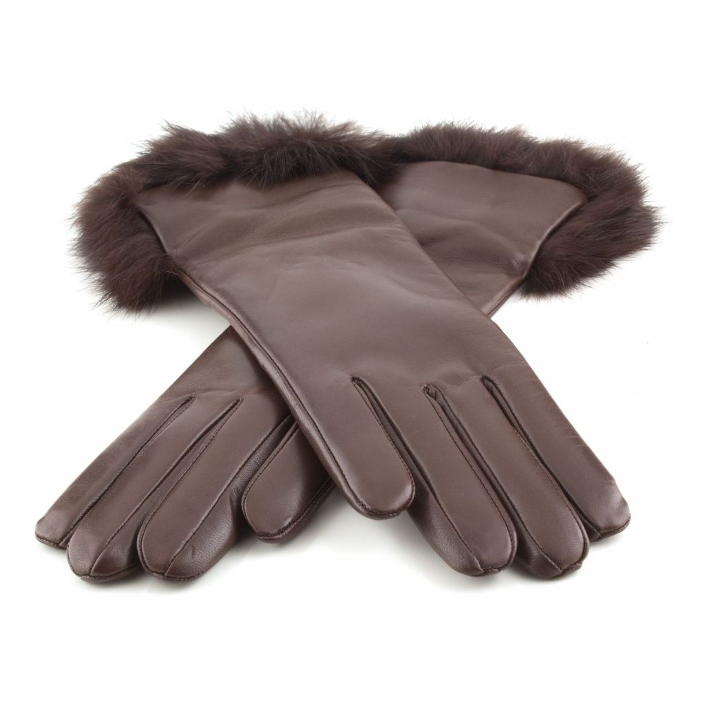 Elegant Leather Gloves for Ladies with Rabbit Fur