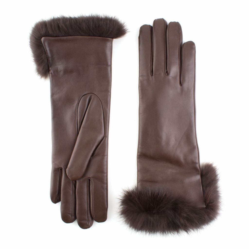 Elegant Leather Gloves for Ladies with Rabbit Fur