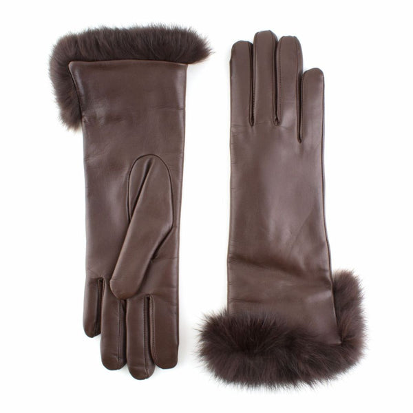 Elegant Leather Gloves for Ladies with Rabbit Fur
