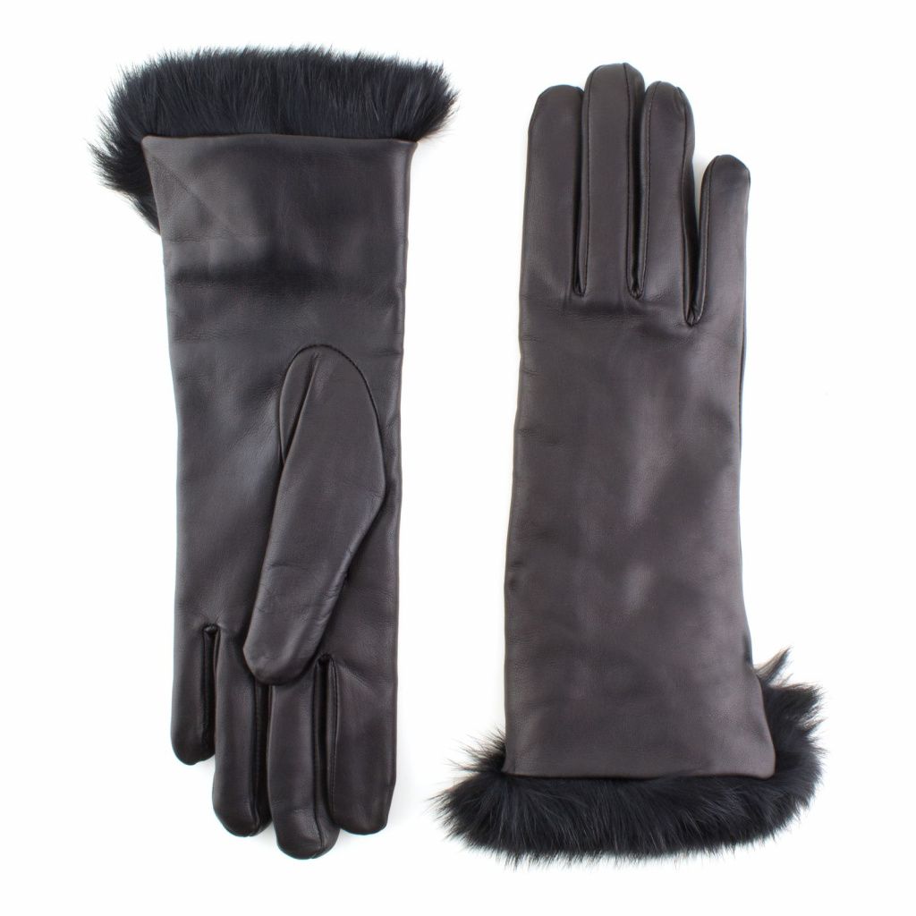 Elegant Leather Gloves for Ladies with Rabbit Fur