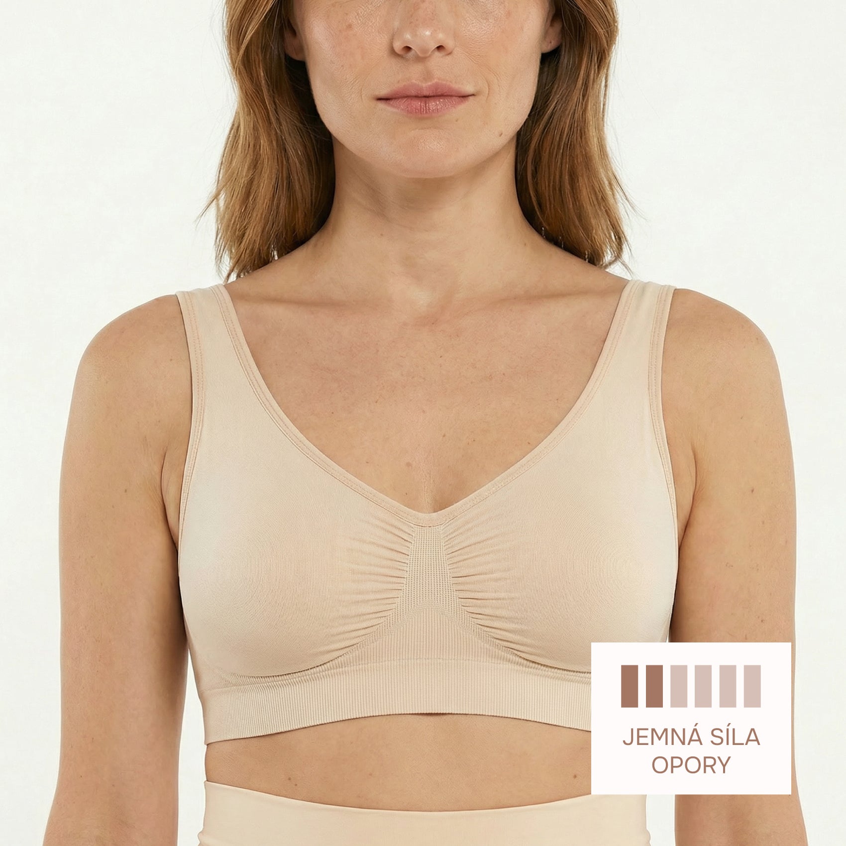 Jemně tvarující bezešvá podprsenka bez kostic, NUDE Velikost: 3XL