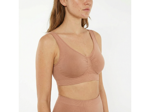Gently Shaping Seamless Bra Without Underwire, DARK NUDE Size: XXL