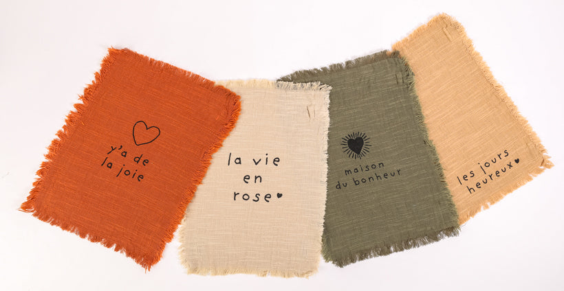 Set of 4 Joyful Hand Towels
