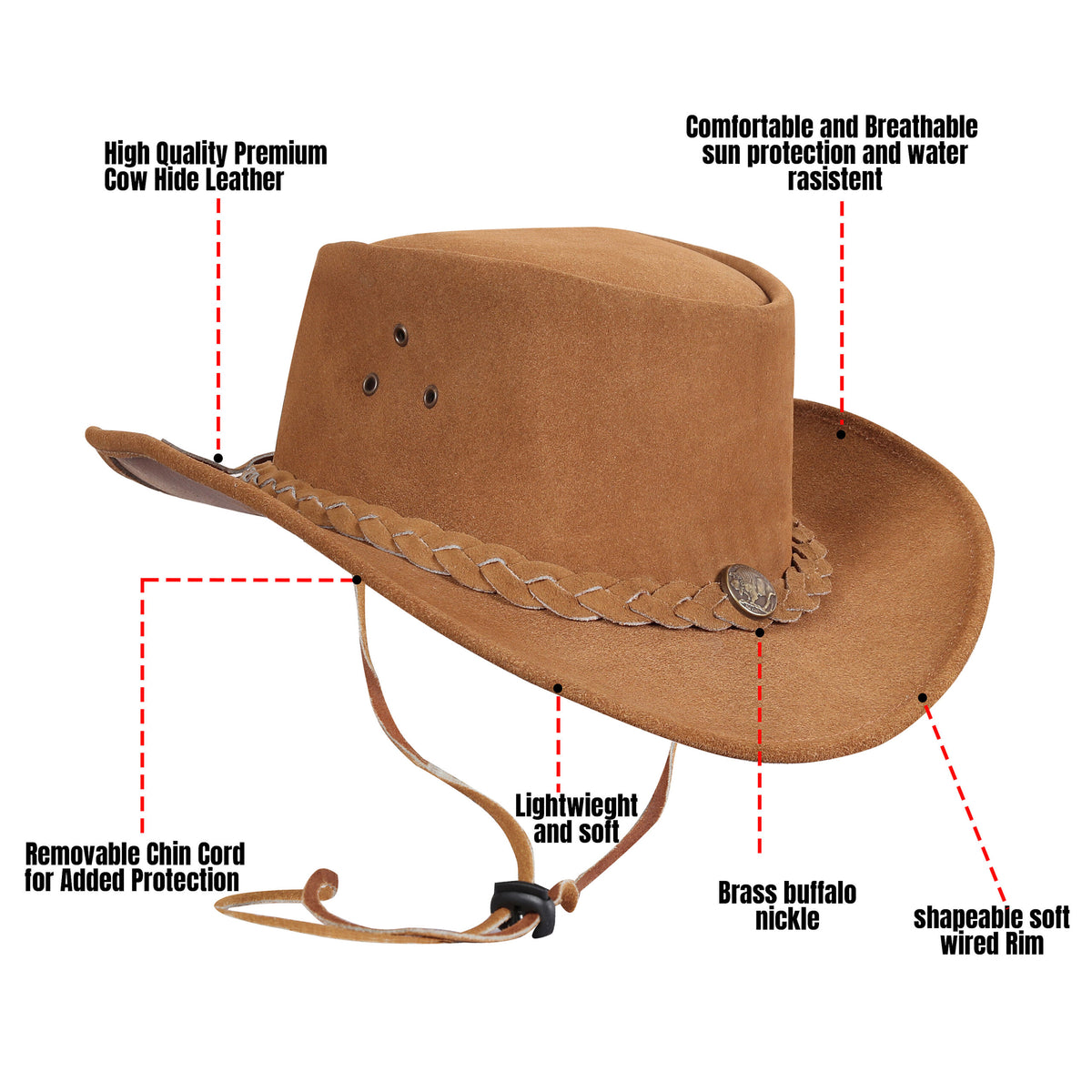 Cappello in pelle cognac unisex