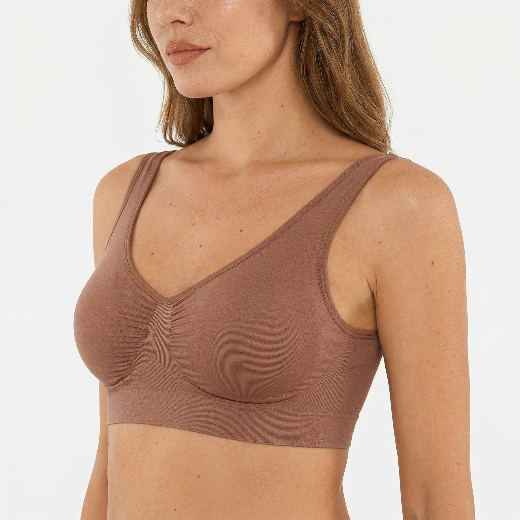 Gently Shaping Seamless Bra Without Underwire, LIGHT BROWN Size: XL
