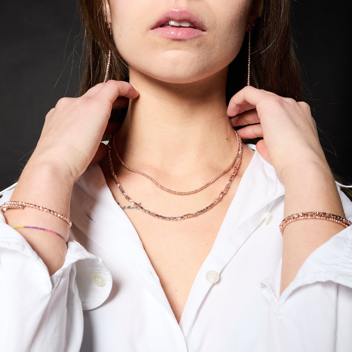 Silver bracelet plated in rose gold ref. LC14