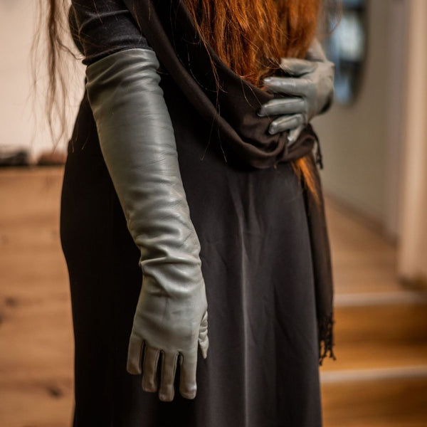 Colorful Long Leather Gloves Above the Elbow with Thin Lining