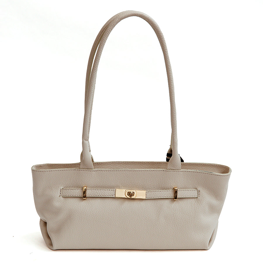 BILLY - Shoulder bag in latte dollar leather