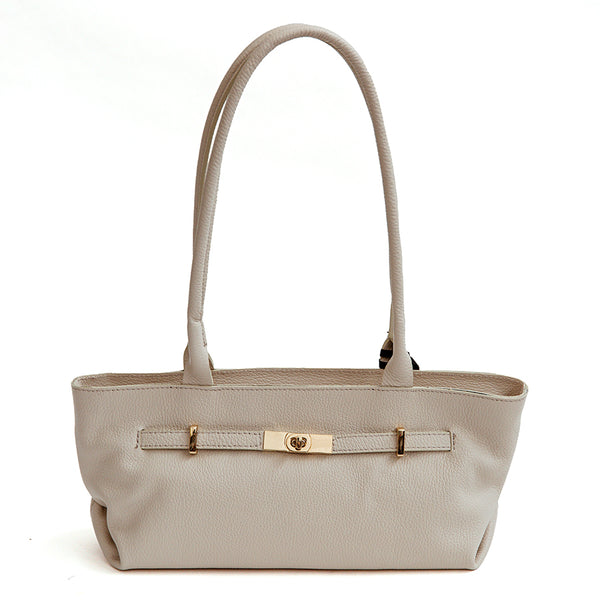 BILLY - Shoulder bag in latte dollar leather