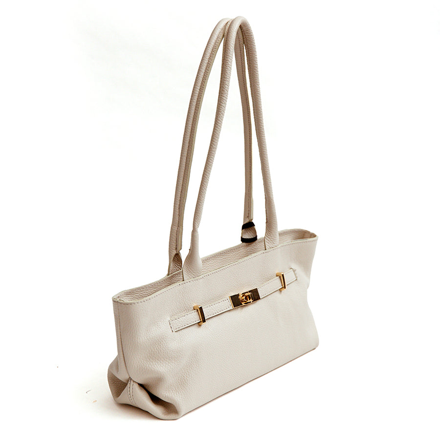 BILLY - Shoulder bag in latte dollar leather