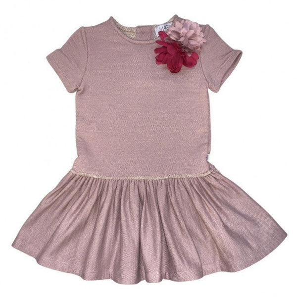 PINK FLAMED FLEECE DRESS