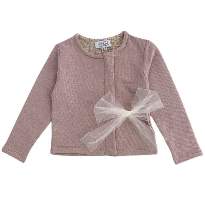 FLEECE CARDIGAN BARLEY BOW TULLE
