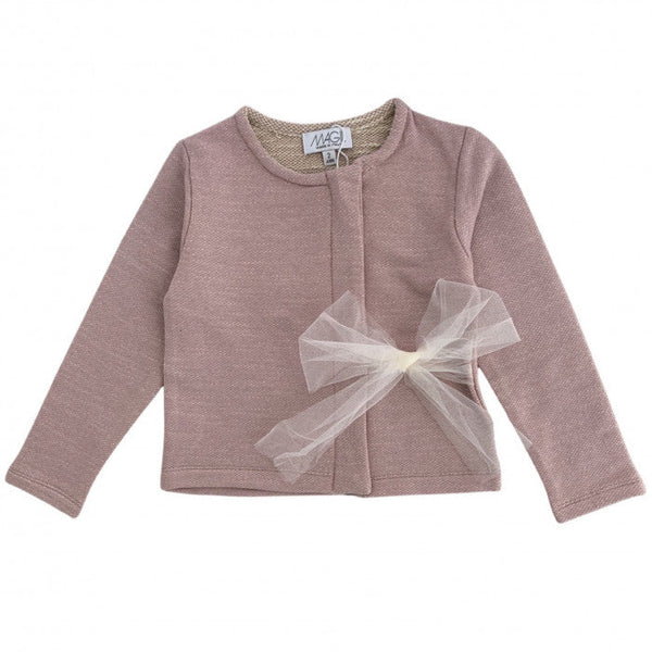 FLEECE CARDIGAN BARLEY BOW TULLE
