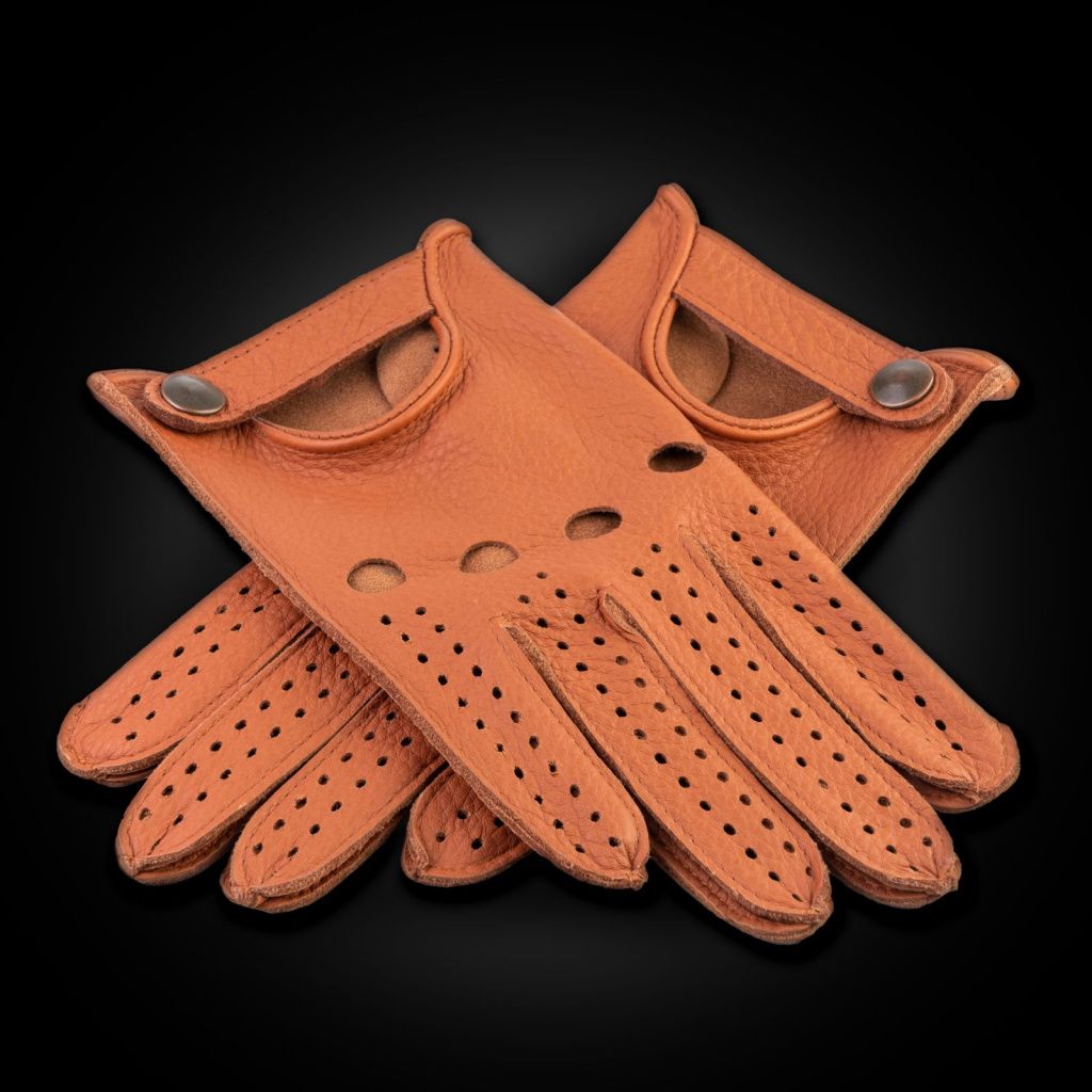Elegant Men's Leather Driving Gloves Made from American Deerskin