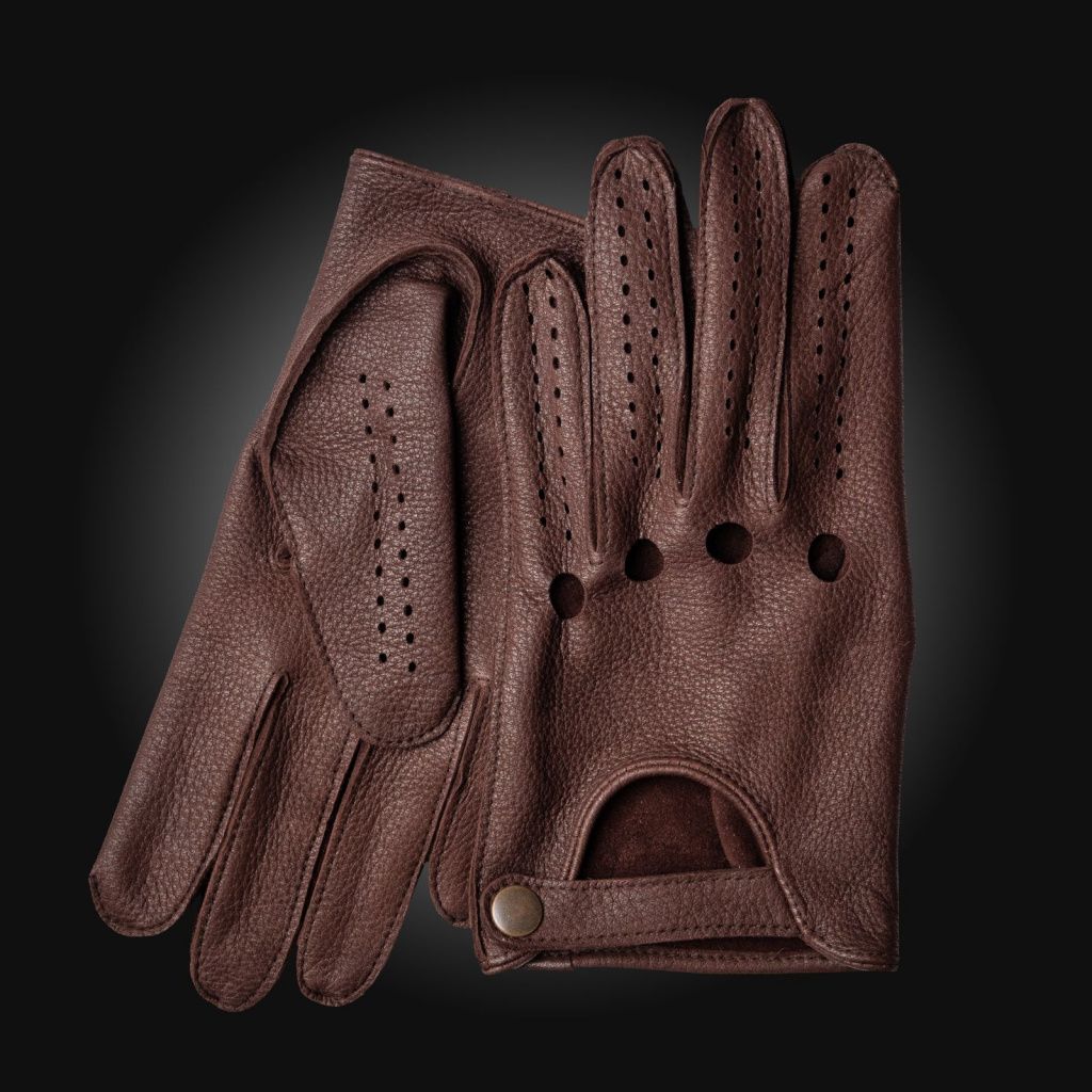 Elegant Men's Leather Driving Gloves Made from American Deerskin