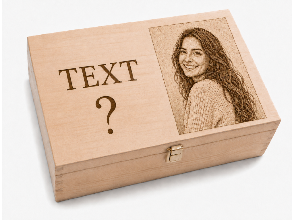 Personalized Gift – Wooden Box with Engraving of Photo and Text