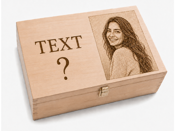 Personalized Gift – Wooden Box with Engraving of Photo and Text