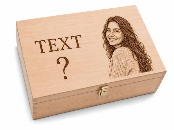 Personalized Gift – Wooden Box with Engraved Photo and Text