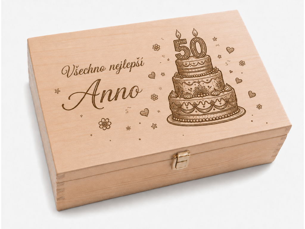 Birthday Gift – Wooden Box with Engraving of Name and Age