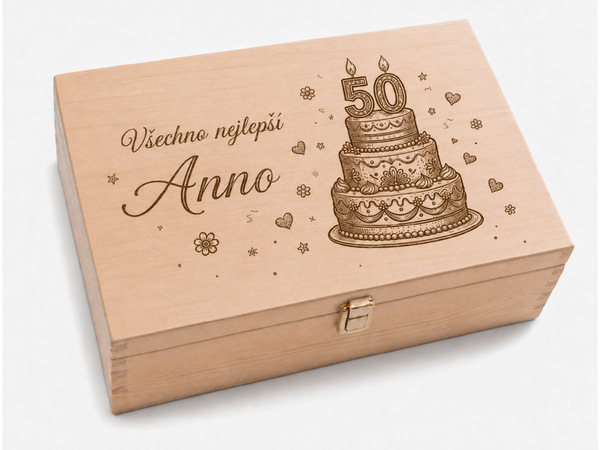 Birthday Gift – Wooden Box with Engraving of Name and Age