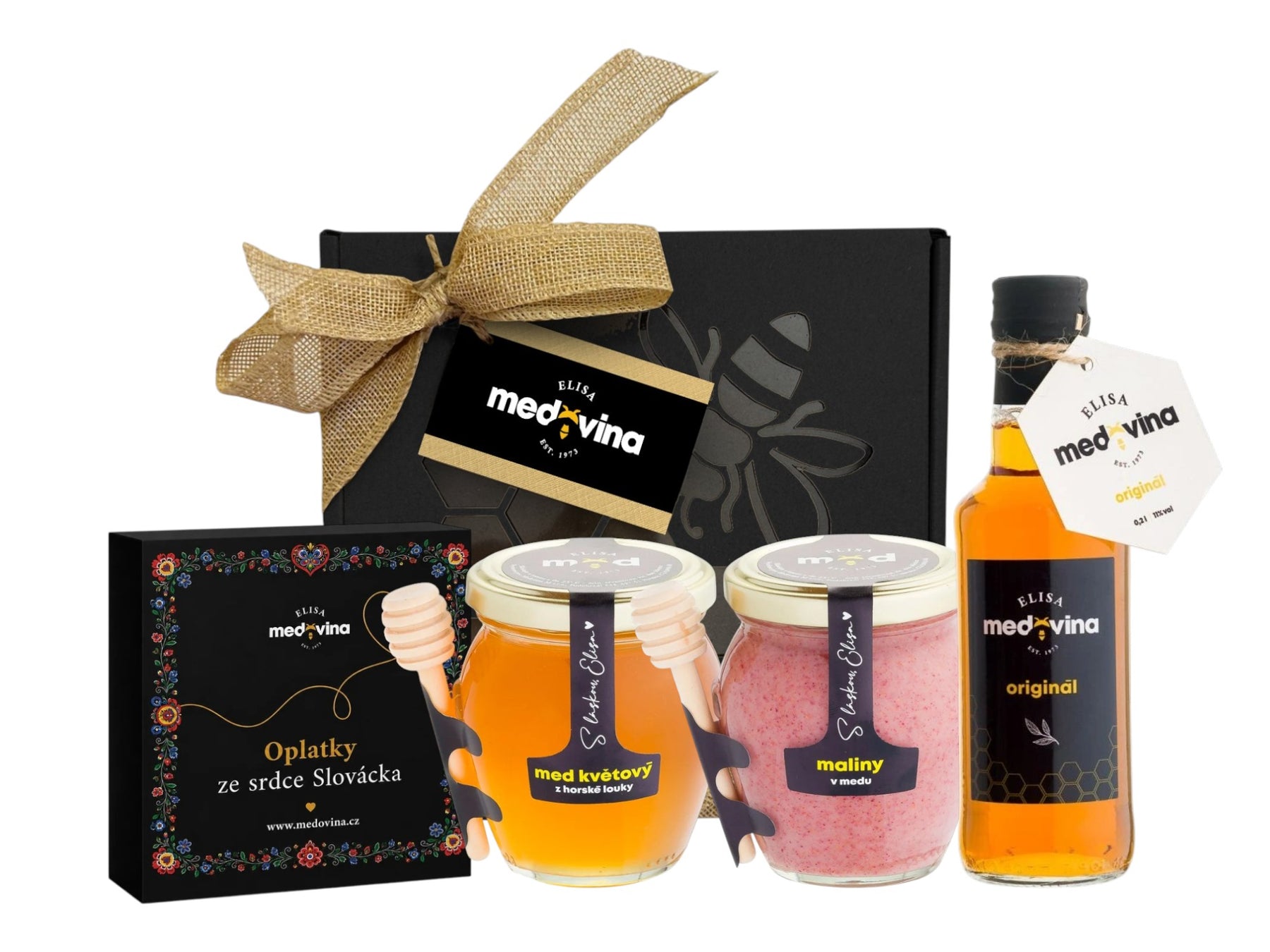 Gift Set with Mead, Two Honeys, and Wafers Elisa