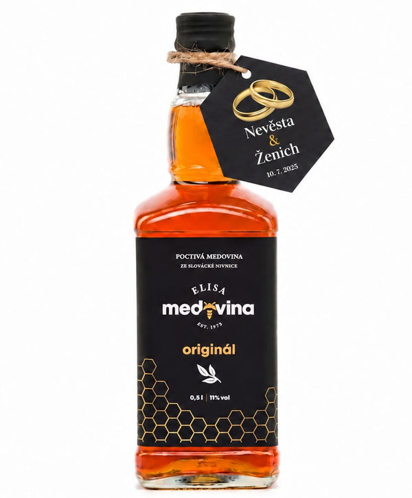 Elisa Wedding Favor with Mead 0.5 l and Personalized Tag