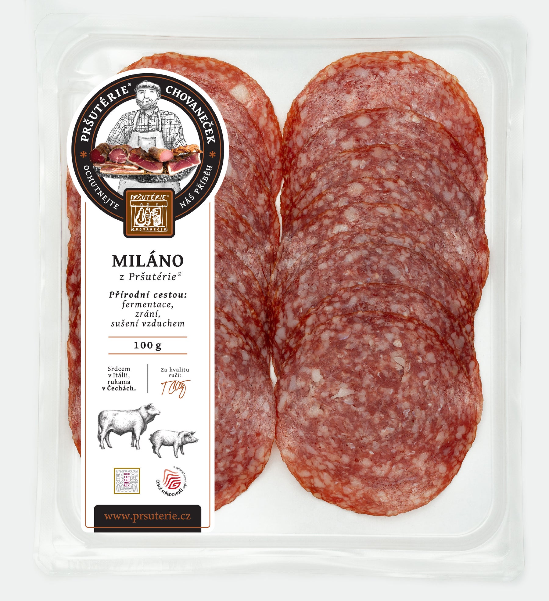 MILÁNO z Pršutérie® vakuované cca 100 g  Výrobek jemně nakrájen