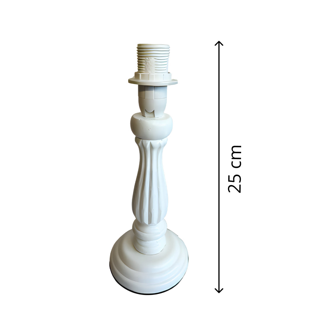 Various Wooden Lamp Base Garda with Round Base – White (Height 25 cm, E14 Socket)