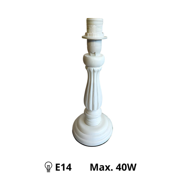 Various Wooden Lamp Base Garda with Round Base – White (Height 25 cm, E14 Socket)